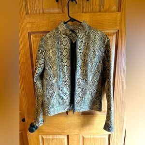 Snakeskin Faux Moto Jacket, size Small, Zipper lined Fudo